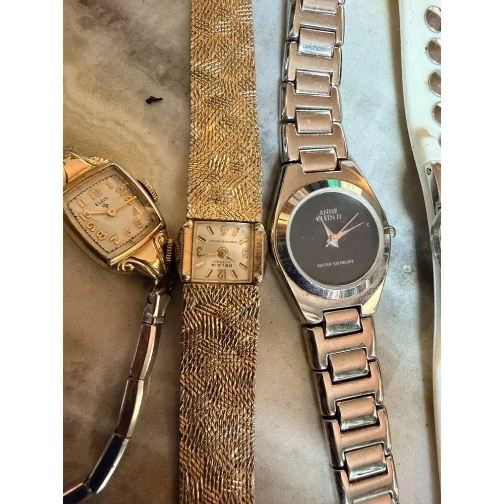 Vintage & Modern Watch Lot Elgin Gruen Swatch Anne Klein Geneva Parts Repair